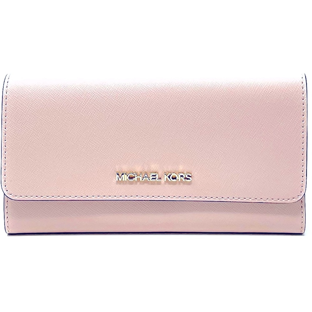 Michael Kors Women's Jet Set Travel Large Trifold Wallet Powder Blush